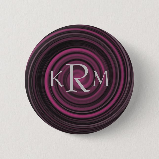 Macaron Rond 5 Cm Bouton personnalisable des initiales de monogramme (Devant)