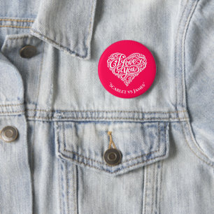 Macaron Rond 5 Cm Bouton personnalisé avec nom 'Je t'aime'