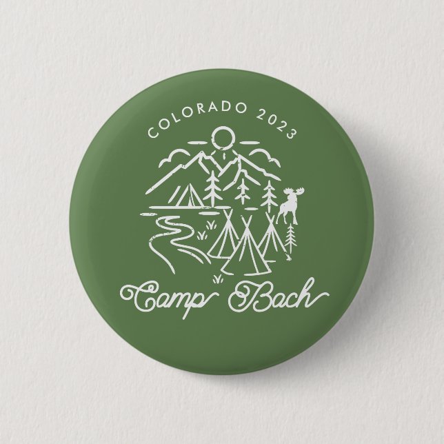 Macaron Rond 5 Cm Bouton personnalisé Bachelorette du camp (Devant)