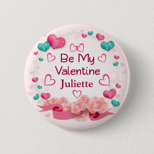 Macaron Rond 5 Cm Bouton Personnalisé Be My Valentine