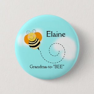 Macaron Rond 5 Cm Bouton personnalisé BEE HOP BUMBLE BEE NOM BEE
