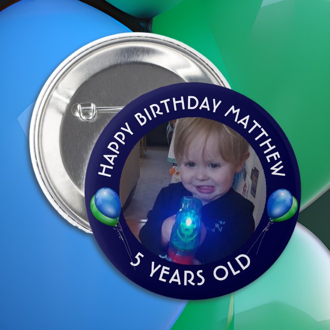 Macaron Rond 5 Cm Bouton Personnalisé Birthday Boy (Créateur téléchargé)