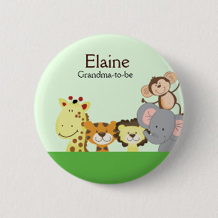 Macaron Rond 5 Cm Bouton personnalisé Bouton JUNGLE ZOO PARTY NAME