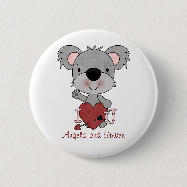 Macaron Rond 5 Cm Bouton personnalisé d'amour de koala (Devant)
