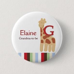Macaron Rond 5 Cm Bouton personnalisé de la Soupe Alphabet (Giraffe)