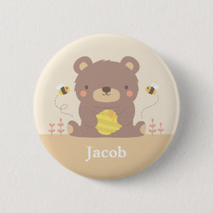 Macaron Rond 5 Cm Bouton personnalisé de l'ours et des abeilles de 