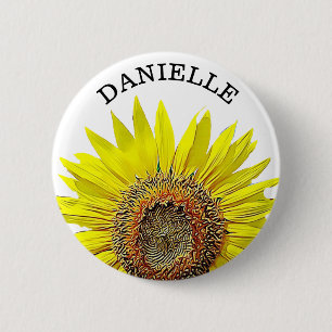 Macaron Rond 5 Cm Bouton personnalisé de nom de tournesol