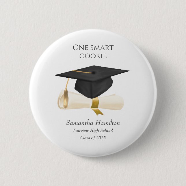 Macaron Rond 5 Cm Bouton Personnalisé du diplôme d'études supérieure (Devant)