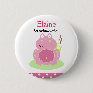 Macaron Rond 5 Cm Bouton personnalisé FIONA the PINK FROG NAME