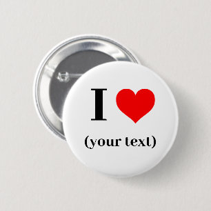 Macaron Rond 5 Cm Bouton - Personnalisé I Heart - Ajouter du texte