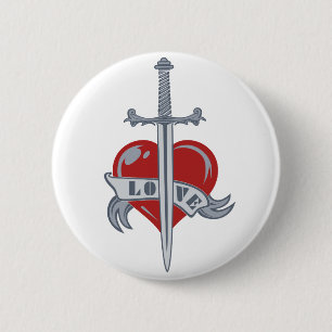 Macaron Rond 5 Cm Bouton personnalisé Love Sword