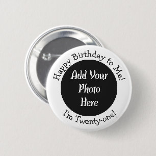 Macaron Rond 5 Cm Bouton personnalisé photo du 21e anniversaire