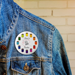 Macaron Rond 5 Cm Bouton personnalisé pour couture, aiguille et fils