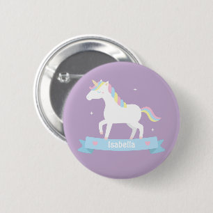 Macaron Rond 5 Cm Bouton personnalisé pour filles Unicorn Pastel