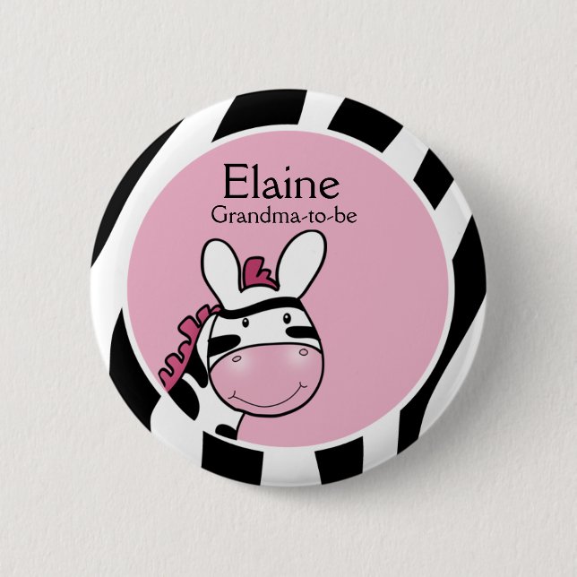 Macaron Rond 5 Cm Bouton personnalisé SASSY ZEBRA DIVA NAME (Devant)