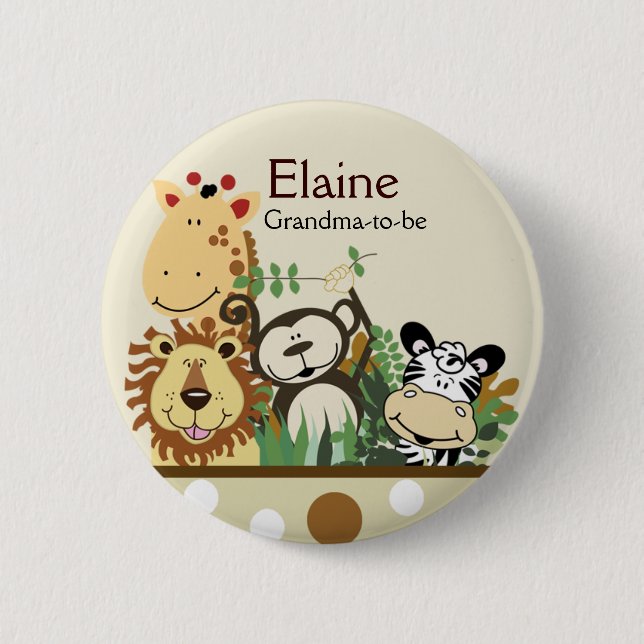 Macaron Rond 5 Cm Bouton personnalisé ZOO CREW JUNGLE NAME (Devant)