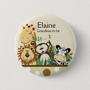 Macaron Rond 5 Cm Bouton personnalisé ZOO CREW JUNGLE NAME