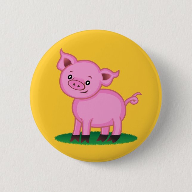 Macaron Rond 5 Cm Bouton Petit Cochon (Devant)