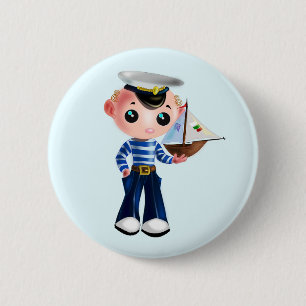 Macaron Rond 5 Cm Bouton petit marin - Votre couleur - Texte