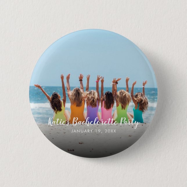 Macaron Rond 5 Cm Bouton photo de la partie Bachelorette personnalis (Devant)