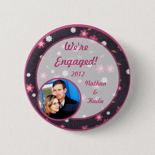 Macaron Rond 5 Cm Bouton photo Fleurs roses