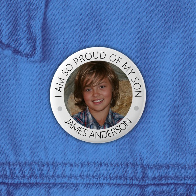 Macaron Rond 5 Cm Bouton Photo Parent Fière Personnalisée (Personalized Proud Parent Photo Button)