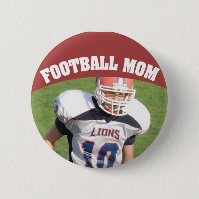 Macaron Rond 5 Cm Bouton photo personnalisé de maman de football (Devant)