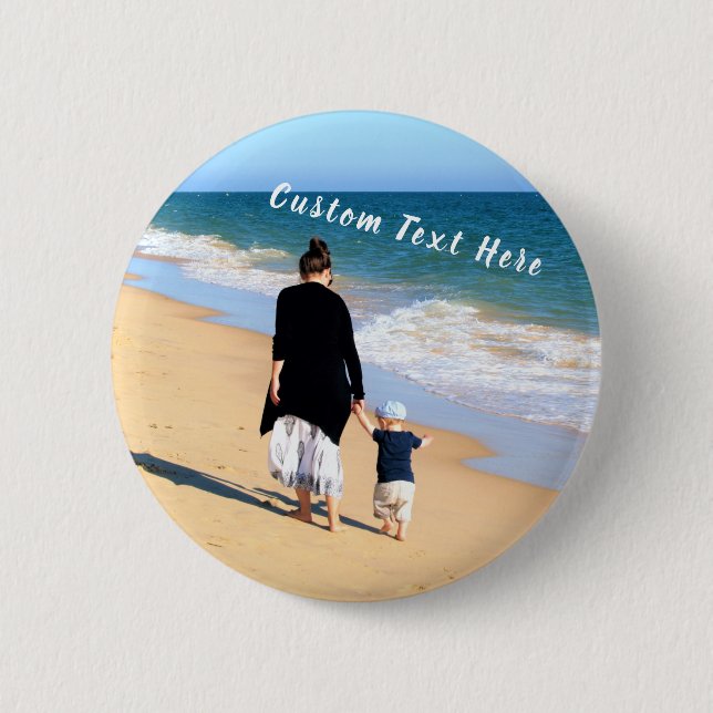 Macaron Rond 5 Cm Bouton photo personnalisé personnalisé avec texte (Devant)