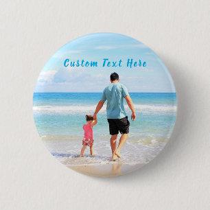Macaron Rond 5 Cm Bouton photo personnalisé Texte personnalisé
