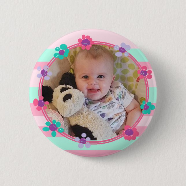 Macaron Rond 5 Cm Bouton photo pour bébé personnalisé (Devant)