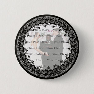Macaron Rond 5 Cm Bouton photo rond en dentelle noire