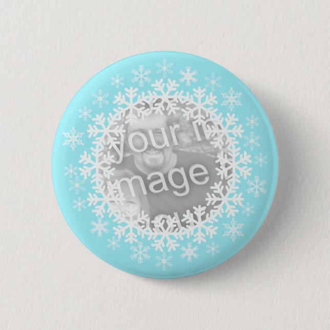 Macaron Rond 5 Cm Bouton photo Snowflake (Devant)