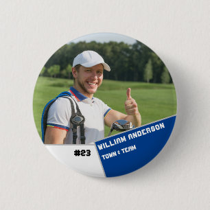 Macaron Rond 5 Cm Bouton photo sport personnalisé / joueur de golf p