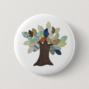 Macaron Rond 5 Cm Bouton Pinback Arbre Argent