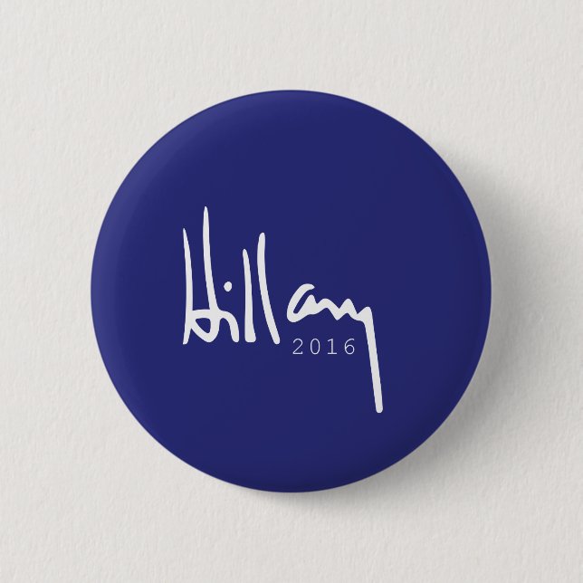Macaron Rond 5 Cm Bouton Pinback bleu campagne Hillary Clinton 2016 (Devant)