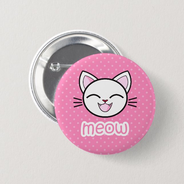 Macaron Rond 5 Cm Bouton Pinback de chat mou (Devant & derrière)