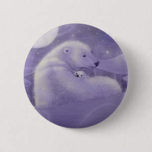 Macaron Rond 5 Cm Bouton Pinback de l'ours polaire d'hiver doux et d