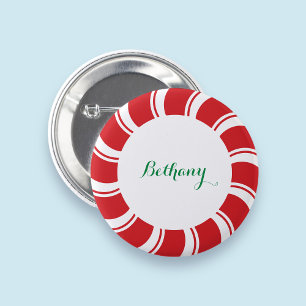 Macaron Rond 5 Cm Bouton Pinback de Noël Holiday Round Nom Balise