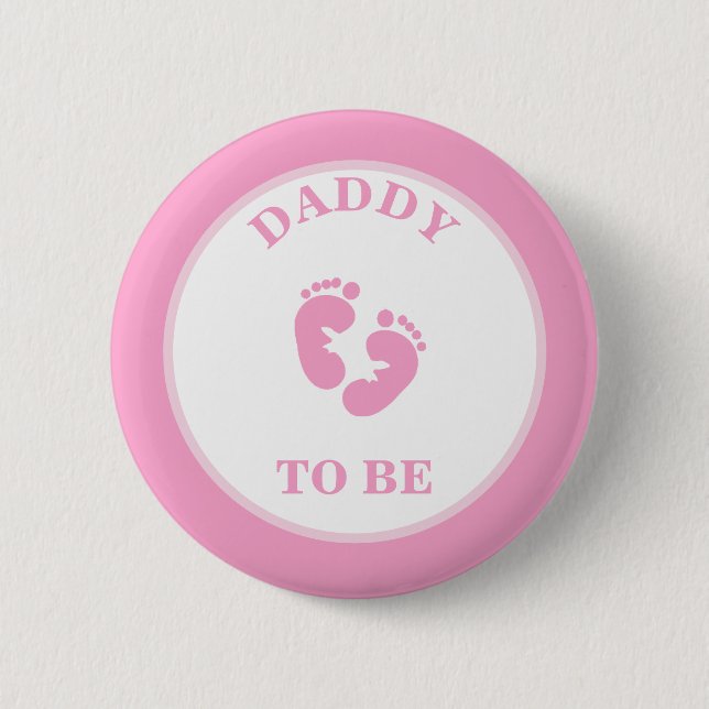 Macaron Rond 5 Cm Bouton Pinback papa to Be (Fille) (Devant)