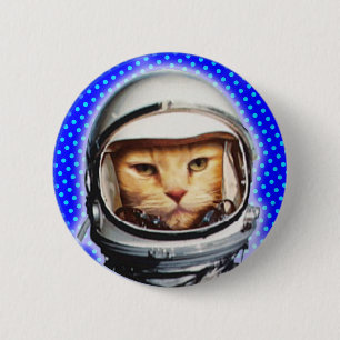 Macaron Rond 5 Cm Bouton Pinback pour chat astronaute