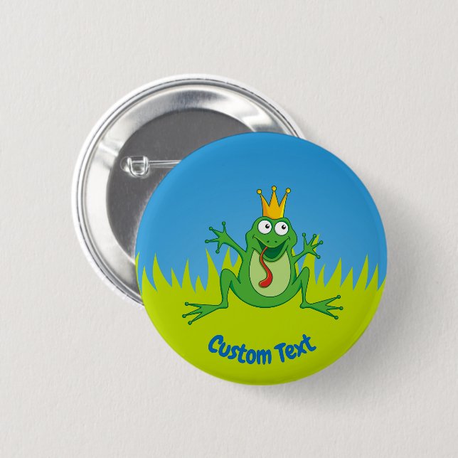 Macaron Rond 5 Cm Bouton Pinback Prince Frog (Devant & derrière)