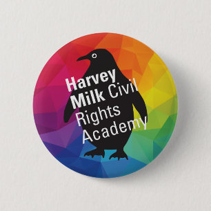 Macaron Rond 5 Cm Bouton Pingouin arc-en-ciel