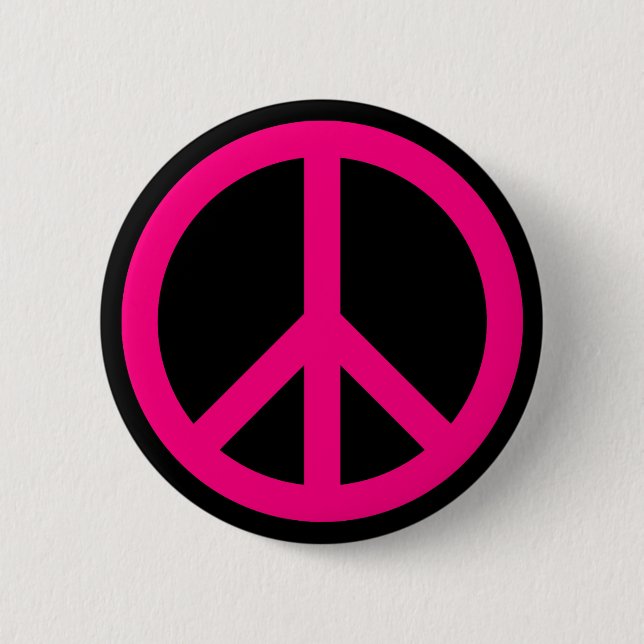 Macaron Rond 5 Cm Bouton Pink Peace Sign (Devant)