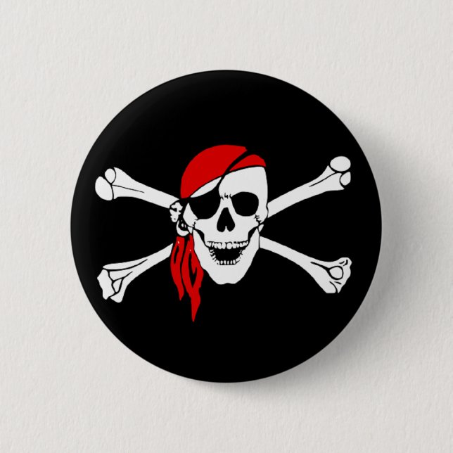 Macaron Rond 5 Cm Bouton Pirate Skull and Crossed Bones (Devant)