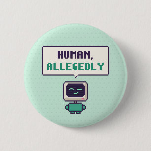 Macaron Rond 5 Cm Bouton pixel d'IA prétendument drôle pour humain