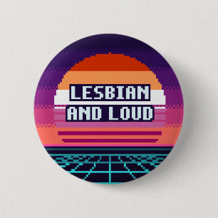 Macaron Rond 5 Cm Bouton Pixel Fière et Lesbienne
