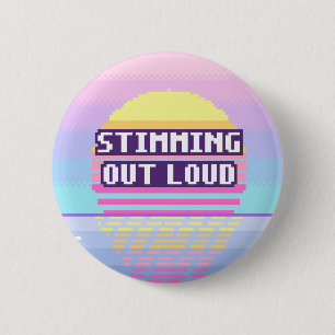 Macaron Rond 5 Cm Bouton pixel neurodivergent Stimming à haute voix