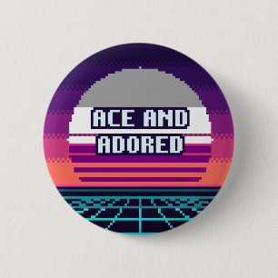 Macaron Rond 5 Cm Bouton Pixel Pride As et Adoré