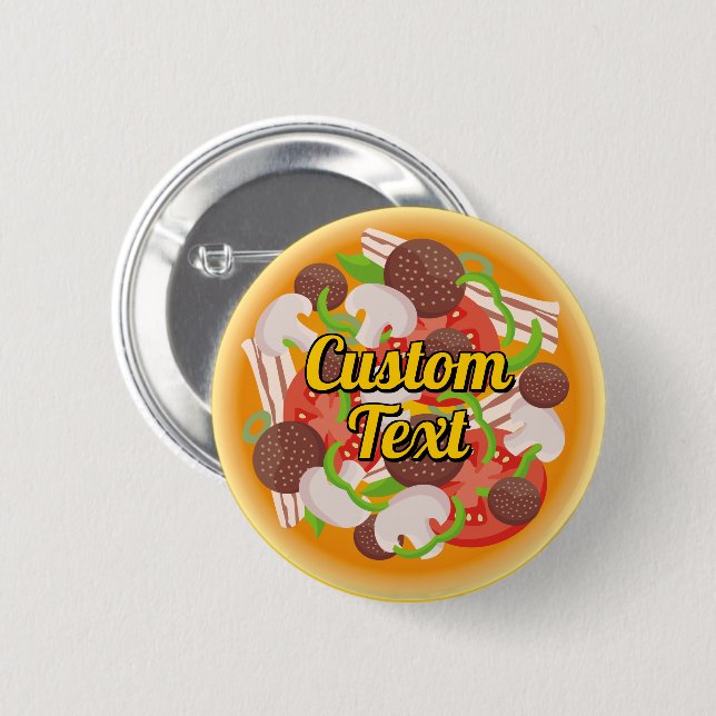 Macaron Rond 5 Cm Bouton Pizza Pinback (Devant & derrière)