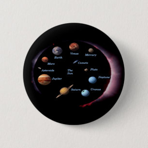 Macaron Rond 5 Cm Bouton Planètes du système solaire